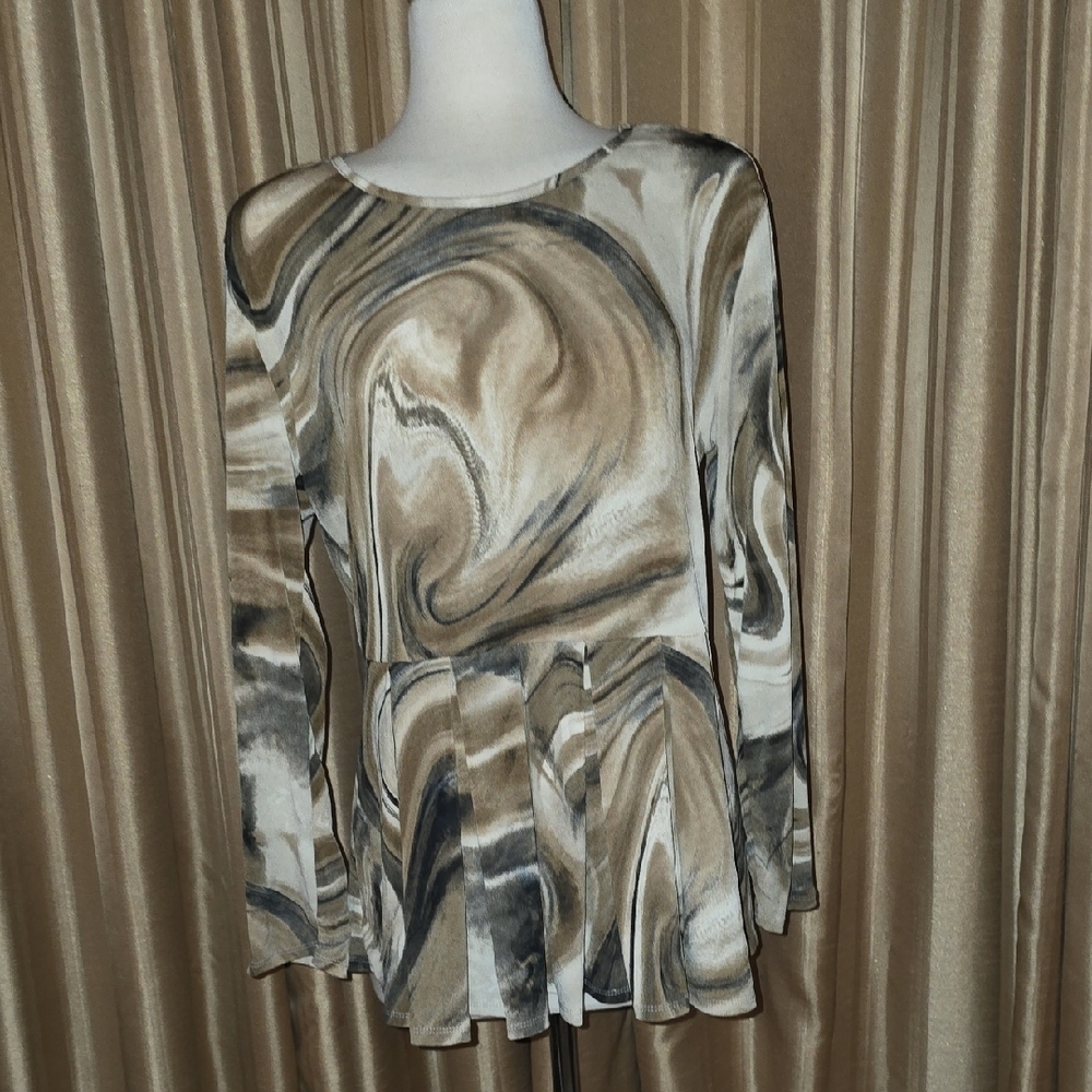 N Touch Swirl Pattern Long Sleeve Blouse Size Medium